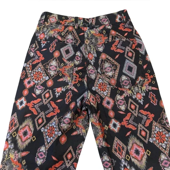 Zara Kalidescope Print Ankle Straight Pants | Black/Multi | Size XS - Picture 4 of 6